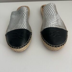 Sam Edelman Silver and Black Espadrille Flats